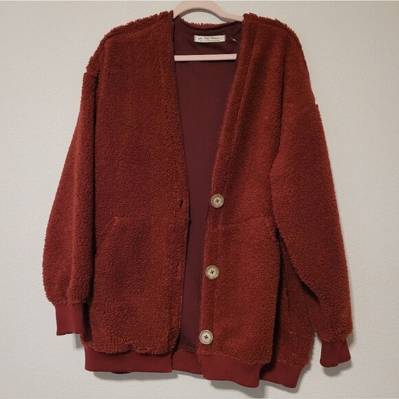 Free People Reversible Teddy Oversized Jacket Size Small - Picture 1 of 8